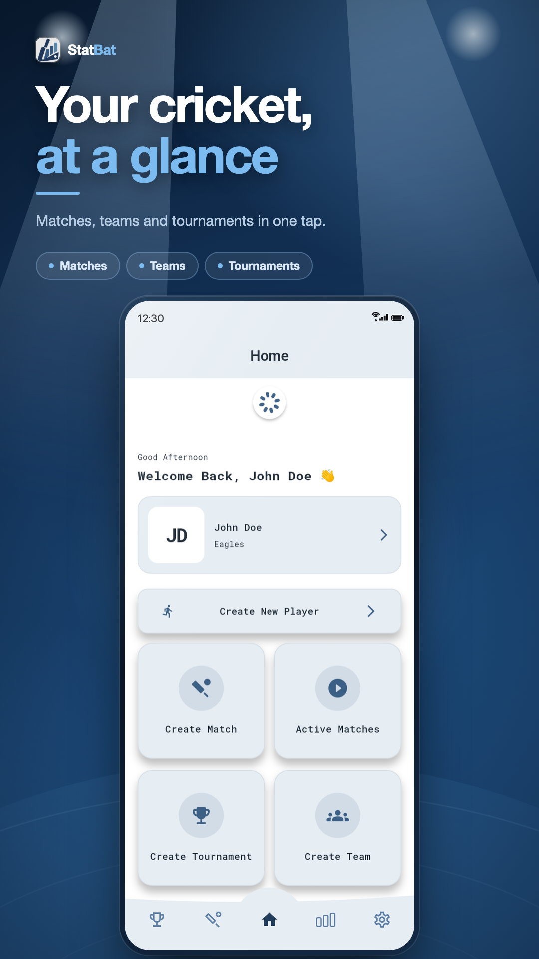 StatBat home screen